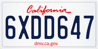 CA license plate 6XDD647