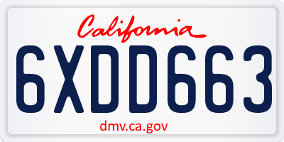 CA license plate 6XDD663