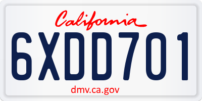 CA license plate 6XDD701