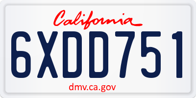 CA license plate 6XDD751