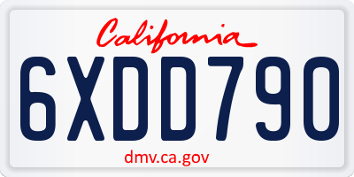 CA license plate 6XDD790
