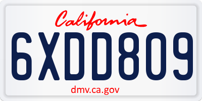 CA license plate 6XDD809