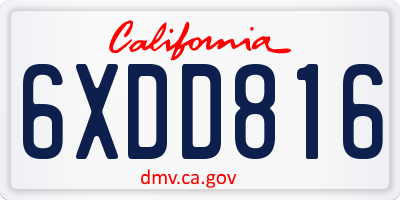 CA license plate 6XDD816