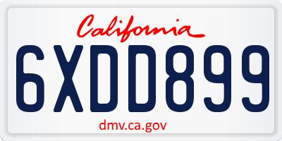 CA license plate 6XDD899