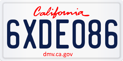 CA license plate 6XDE086