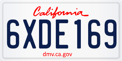 CA license plate 6XDE169