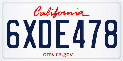 CA license plate 6XDE478