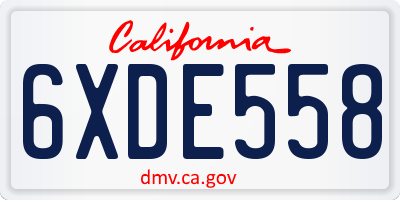 CA license plate 6XDE558