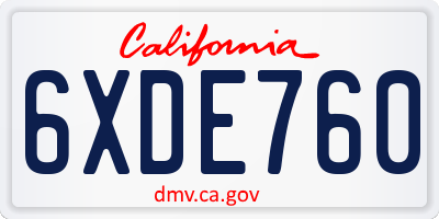 CA license plate 6XDE760