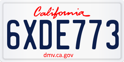 CA license plate 6XDE773