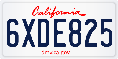 CA license plate 6XDE825