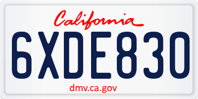 CA license plate 6XDE830