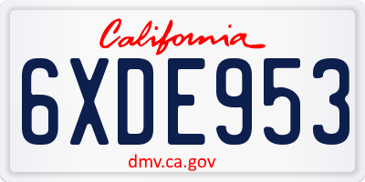 CA license plate 6XDE953