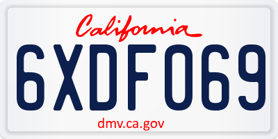 CA license plate 6XDF069