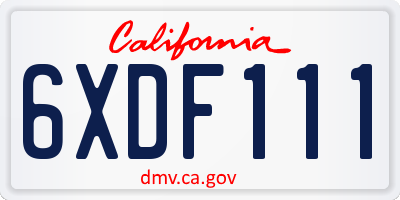 CA license plate 6XDF111