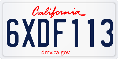 CA license plate 6XDF113