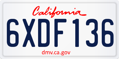 CA license plate 6XDF136