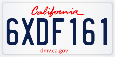 CA license plate 6XDF161
