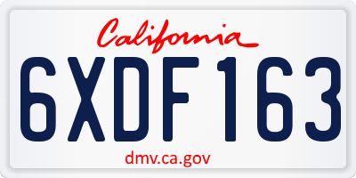 CA license plate 6XDF163
