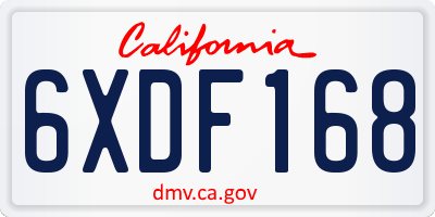 CA license plate 6XDF168