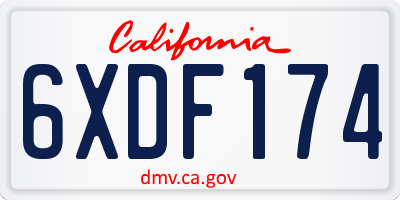 CA license plate 6XDF174