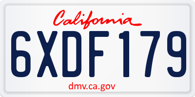 CA license plate 6XDF179