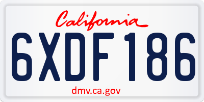 CA license plate 6XDF186