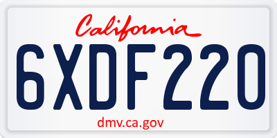 CA license plate 6XDF220