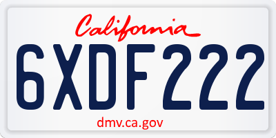 CA license plate 6XDF222