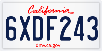 CA license plate 6XDF243