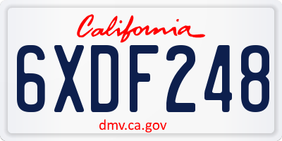 CA license plate 6XDF248