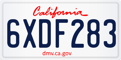 CA license plate 6XDF283