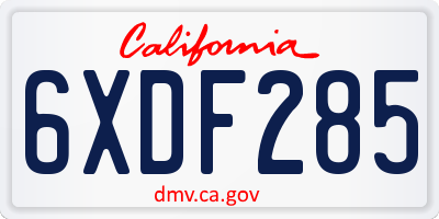 CA license plate 6XDF285