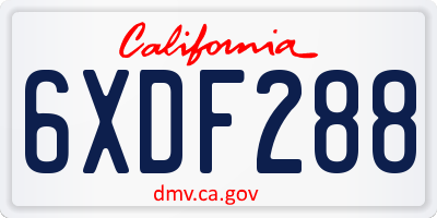 CA license plate 6XDF288