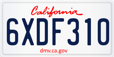 CA license plate 6XDF310