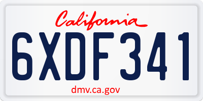 CA license plate 6XDF341