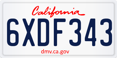 CA license plate 6XDF343
