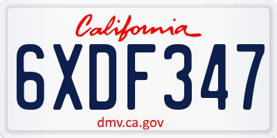 CA license plate 6XDF347