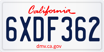 CA license plate 6XDF362
