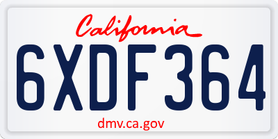 CA license plate 6XDF364