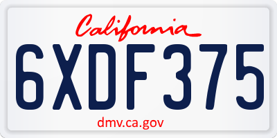 CA license plate 6XDF375