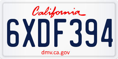 CA license plate 6XDF394