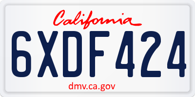 CA license plate 6XDF424