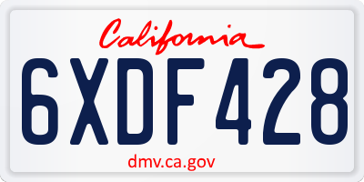 CA license plate 6XDF428
