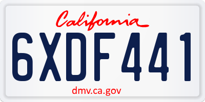 CA license plate 6XDF441