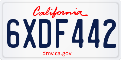 CA license plate 6XDF442
