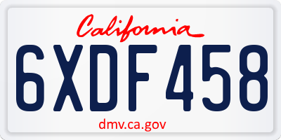 CA license plate 6XDF458