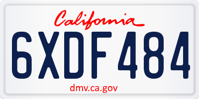 CA license plate 6XDF484