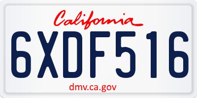 CA license plate 6XDF516