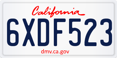 CA license plate 6XDF523